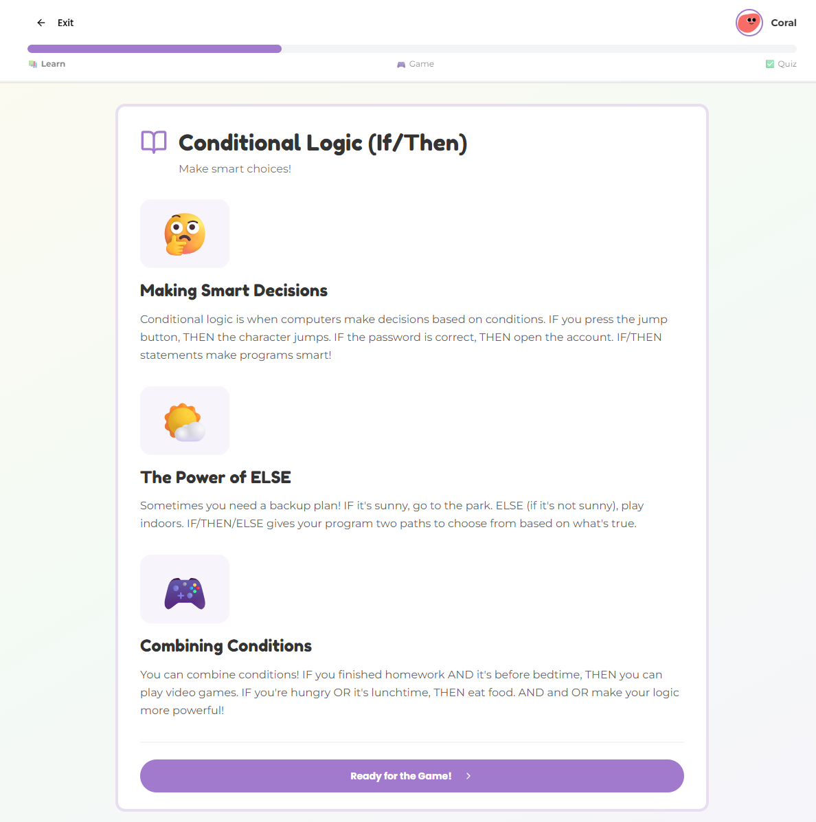 Conditional Logic Lesson